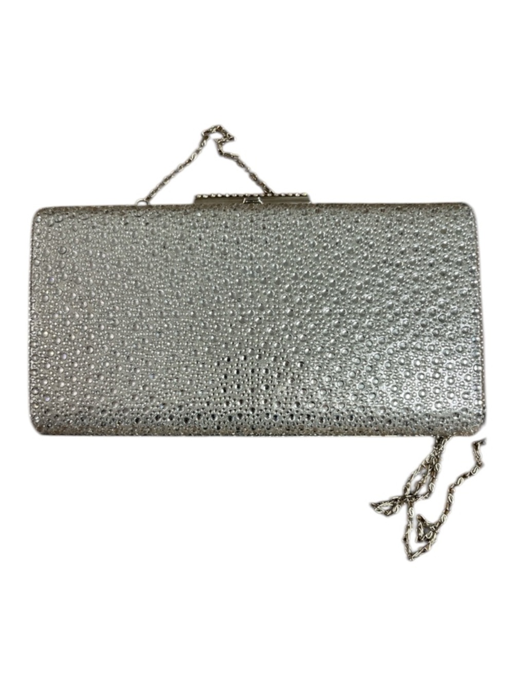 Sparkling Silver Rhinestone Crystal Evening Clutch Bag with Chain Strap
